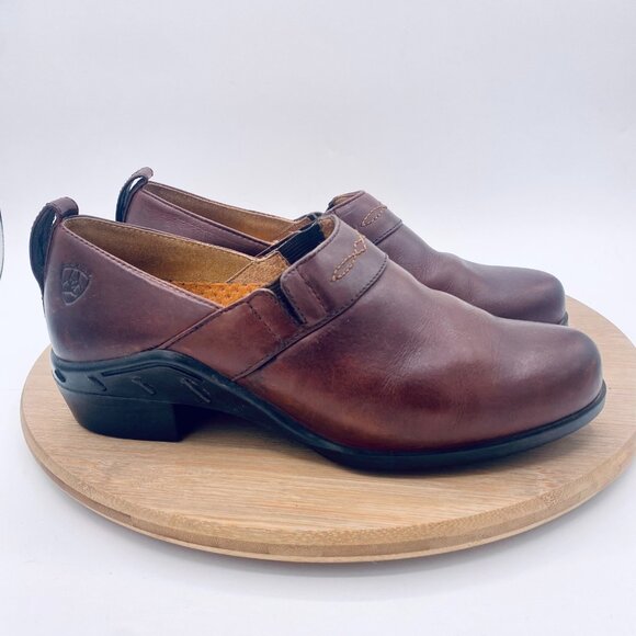 Ariat Shoes Womens 6 36 Brown Leather Slip On Paddock Clogs Western - Picture 7 of 12